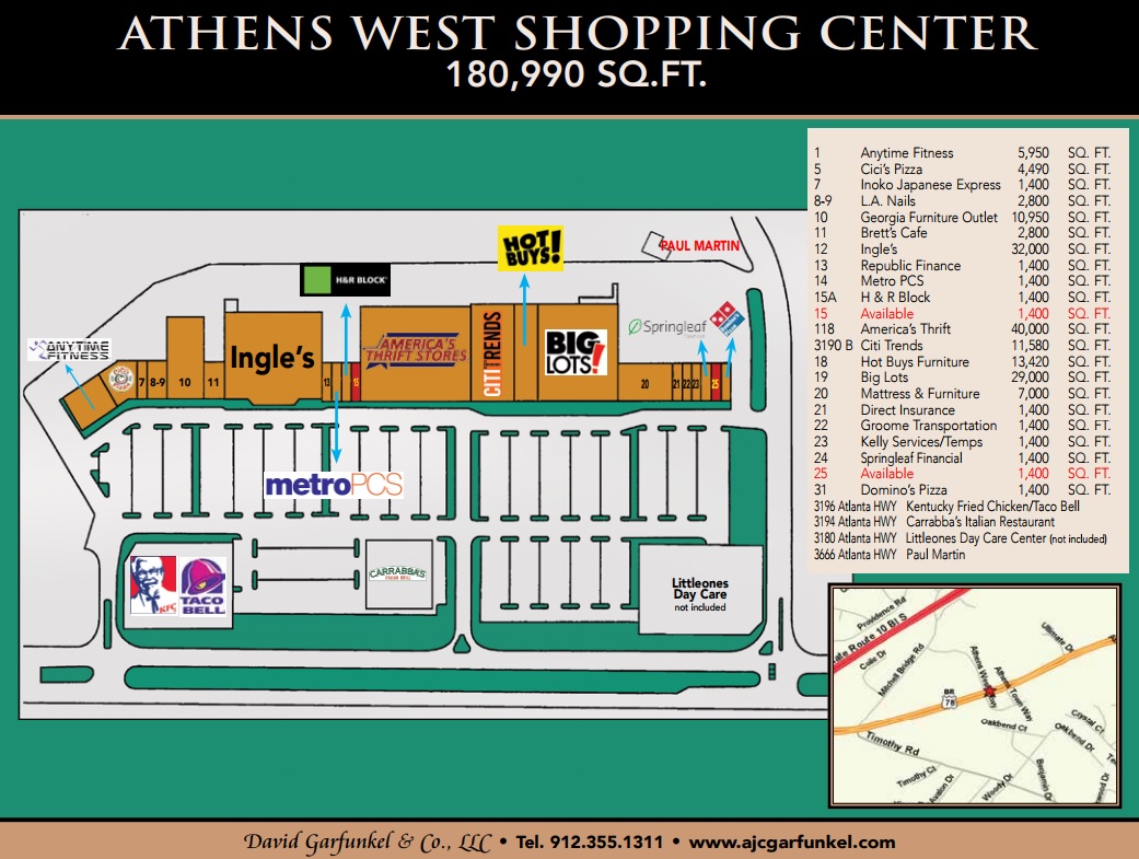 Athens West Shopping Center in Athens, GA